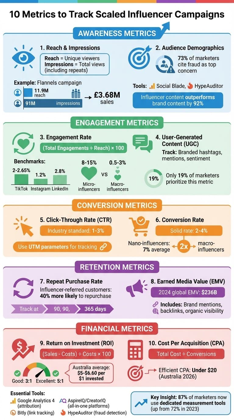 10 Essential Metrics for Tracking Scaled Influencer Campaigns